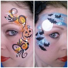 Easy Face Painting Ideas For Halloween, Small Halloween Face Paint Ideas, Bat Face Paint Kids, Halloween Face Paint Simple, Pumpkin Face Paint For Kids, Simple Halloween Face Painting For Kids, Quick Halloween Face Paint, Mummy Face Paint