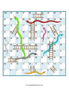 the snakes and ladders game is shown with numbers on it, as well as an image