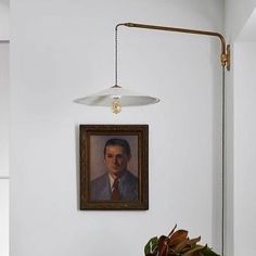 a potted plant sitting on top of a wooden table next to a white wall