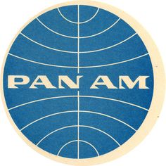 the pan am logo is shown in blue and white