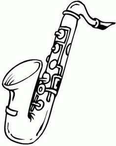 a black and white drawing of a saxophone with an instrument on it's neck