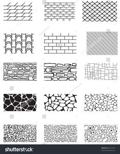 the different types of brickwork are shown in black and white