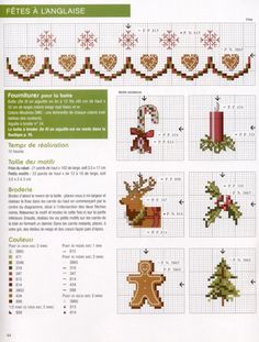 cross - stitch christmas ornaments and decorations are featured in the pattern book, which features instructions for how to make them