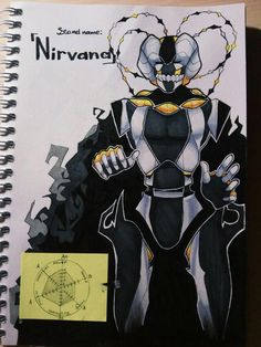 a spiral notebook with an image of a character from the animated series, nirvandy