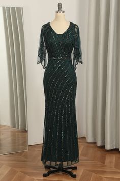 Long Party Dresses For Women, Quinceanera Theme, Green Quinceanera, Long Party Dresses, Mother Of Bride Dress, Lovely Partner, Dress Occasion, Evening Dresses Cocktail, 1920s Dress