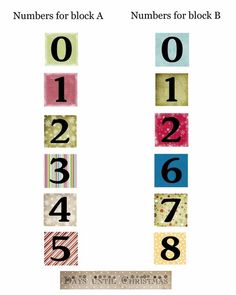 the numbers for blocks are shown in different colors