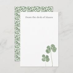 a card with four leaf clovers and the words from the deck of maura