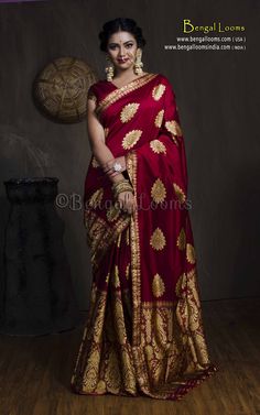 Maroon Banarasi Saree Bridal, Maroon Bridal Saree South Indian, Banarasi Silk Saree Bridal, Assamese Dress, Mekhela Chador, Bridal Sarees South Indian, Indian Bride Outfits