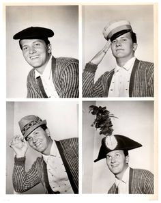 four black and white photos of men with hats on their heads, one wearing a hat