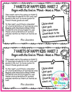 *The Teaching Oasis*: leadership 7 Habits Activities, Flyer Free, Character Education