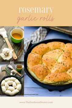 Titled collage graphic of 3 garlic rolls image. Side Dishes For Ham, Burger Side Dishes, Side Dishes For Salmon, Garlic Rolls, Steak Side Dishes, Side Dishes For Chicken, Rosemary Garlic, Dinner Rolls, Yummy Sides