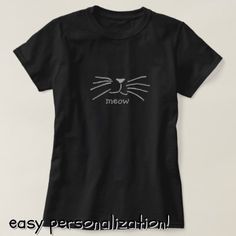 a black t - shirt with the words meow printed on it