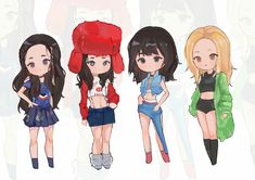 Blackpink Comic, Blackpink Doll, Kpop Chibi Blackpink, Blackpink Drawing, Blackpink Anime, Blackpink Chibi, Kpop Chibi, Baby Birthday Party Theme, Blackpink Fanart