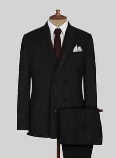 Make a move towards greater freedom, comfort and versatility in our Napolean Black Wool Suit that will also prove to be a stylish choice in your tailoring repertoire. Crafted from wool blend, the wool suit has the right balance of classic and boundary-push. Combine it with a crisp white shirt, plain gray tie and polished black dress shoes.  Look Includes   Napolean Black Wool Fabric  Double Breasted Jacket Style  Peak Lapel   Horn Royal   Black  Buttons  Single Vent  Three Cuff Buttons  Two Welt Tailored Three-piece Suit For Semi-formal Events, Tailored Three-piece Suit For Semi-formal Occasions, Slim Fit Three-piece Suit For Business, Tailored Black Three-piece Suit For Office, Slim Fit Double Breasted Suit For Semi-formal Occasions, Business Casual Double Breasted Suit, Professional Double-breasted Business Suit, Fitted Three-piece Suit For Work, Black Double Breasted Suit With Suit Collar For Work