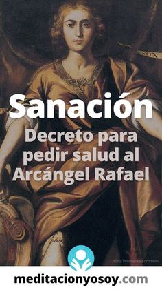 a painting with the words sanacion written in spanish and an angel above it