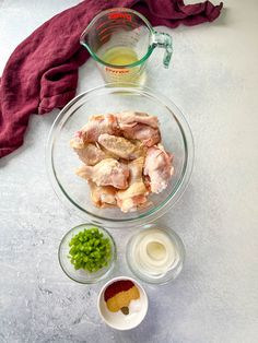 ingredients to make chicken wings laid out on a table