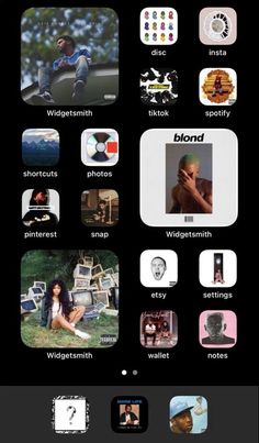 Home Screen Layout Iphone Music, Music Theme Iphone Layout, Ios 16 Home Screen Ideas Music, Music Homescreen Layout, Iphone Wallpaper Ideas Ios16, Home Screen Design Iphone, Phone Ideas Organization Aesthetic, Widget Design Ideas, Homescreen Icons Aesthetic