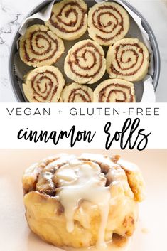 vegan and gluten - free cinnamon rolls are the perfect dessert for fall