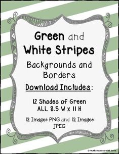 green and white stripes background and borders for the back to school book, includes 12 shades of green all 8 5 w x 11 h