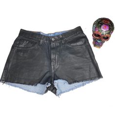 Lf / Furst Of A Kind Levi's 517’s Slim Fit Black Coated Cut Off Frayed Denim Shorts In Black Over Denim Tagged Size 7 Junior Fits Sizes 2-4-6 Msrp $168 Brand New Without Tags A Smokin' Hot Pair Of Levi’s 550’s Are Cut Off And Then Get A Slick Upgrade With A Black Shiny Coating. Festival Ready When You Are. Perfect To Wear To The Beach With A Slick Black Bikini Too. The Options Are Endless Fabrication: 100% Cotton Coated Denim Approximate Measurements: Waist: 15.25” Across Front Inseam: 2” Levi's Edgy Spring Bottoms, Edgy Levi's Bottoms For Spring, Edgy Mid-rise Levi's Bottoms, Levi's Edgy High Rise Bottoms, Edgy Fitted Levi's Bottoms, Levis 517, Coated Denim, Frayed Denim, Cotton Coat