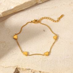 Heart Chain Bracelet - Waterproof and Tarnish-resistance Gold Heart Bracelet