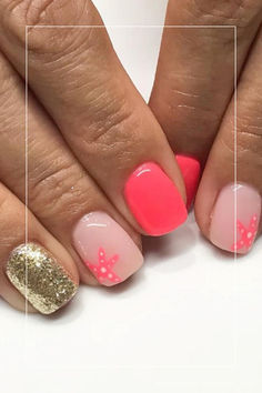 Starfish Nails Gel Nail Designs Summer 2024, Starfish Gel Nails, Summer Cruise Nail Ideas, Short Tropical Vacation Nails, Holiday Nail Ideas Summer 2024, Carribean Nails Summer, Short Dip Powder Nails Ideas Summer, Nude Beach Nails, Cruise Nails Mexico