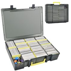 an open briefcase filled with lots of cards