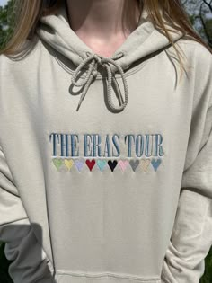 Perfect trendy crewneck for The Eras Tour🌙✨ 💕Hoodies come in white, sand, ash, light pink, and navy SLEEVE PERSONALIZATION IS AN ADDITIONAL ADD ON, and is not included when purchasing this listing. Add it to your cart when purchasing to include this personalization.  AGAIN, sleeve is not included when purchasing this product.  All clothing and accessories from 88Evergreen are handmade-to-order, just for you! 😊 These are made to order so they will take some time- Please consider this when orde Eras Tour Embroidery, Embroidery Taylor Swift Shirt, Cute Taylor Swift Hoodies, Lover Hoodie Taylor Swift, Taylor Swift Blue Crewneck Eras Tour, Eras Tour Hoodie, Taylor Swift Albums Sweatshirt, Swiftie Gifts, Taylor’s Version Sweatshirt