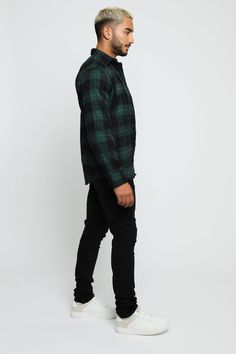 If you're looking for a shirt that you can wear for both formal and casual occasions, then this dark green and black flannel cotton check shirt is a great option. Made from 100% cotton, it's comfortable to wear and features a regular fit, button opening, patch pocket to the chest, and functional cuff opening with buttons. You can dress it up with a blazer and slacks for a more formal look, or wear it with jeans and a tee for a casual outfit. Either way, you'll look great in this shirt! Add it to Green And Black Flannel, Green Shirt Outfits, Black Flannel, Green Flannel, Black Slacks, Street Look, Green Shirt, Formal Looks, Check Shirt