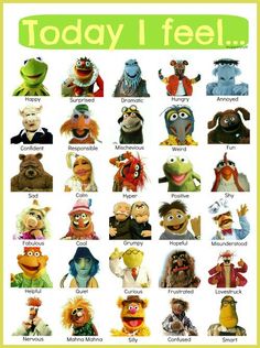 the muppets from sesame's movie, today i feel cartoon characters, person,