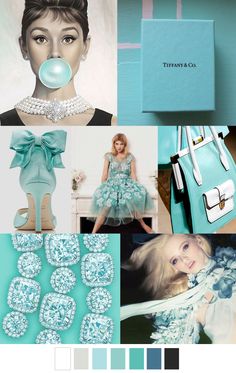 the color scheme is aqua blue and has white accents, including an embellishment