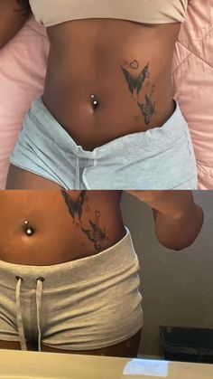 Butterfly Stomach tattoo Tattoo by  Darrion Stack Butterfly Stomach Tattoo, Girl Stomach Tattoos, Butterfly Stomach, Aesthetic Tattoo Ideas, Stomach Tattoo, Belly Tattoos, Hand Tattoos For Girls, Cute Hand Tattoos