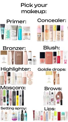 Good Highlighters For Makeup, Pick Your Makeup, Healthy Hygiene, Makeup Suggestions, Preppy Makeup, Preppy Gifts, Makeup Bag Essentials