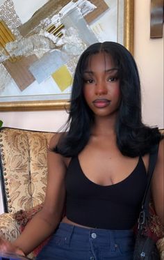 Short Hair Bangs Black Women, Styled Silk Press, Cute Haircuts Black Women, Bangs For Round Face Black Women, Bump Ends Hairstyle Black, 20s Hairstyles Black Women, Autumn Hairstyles For Black Women, Natural Bangstyle Hair Black Women, 90s Bangs Hairstyles Black Women