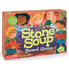 the stone soup board game is on display