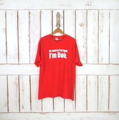 "Red Bob/Robert cotton tshirt/90s name tee/xlarge Features... -classic heavy weight red cotton -makes a great gift for the Bob/Robert in your life -Gildan heavy cotton Measurements...taken flat -marked size: xlarge -chest: 23\" (58.4 cm) -length: 29\" (73.7 cm) Condition... -great vintage condition -minor distressing on the white logo (see photo 3) TN672" Red Bob, Purple Snake, Canyon Road, Funny Graphic Tees, Lambskin Leather, Of Course, Heavy Cotton, Workout Clothes, Cotton Tshirt