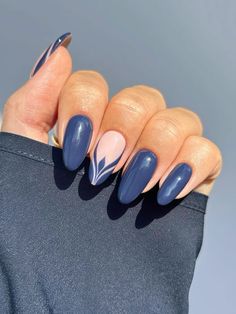 Teen Nails, Navy Blue Nails, Brown Nails Design, Nail Looks, Hello Nails, Fall Gel Nails, Vintage Nails, Cute Nails For Fall