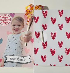 two pictures with hearts on them and one has a valentine's day card