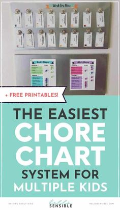 the easy chore chart system for multiple kids with free printables on it