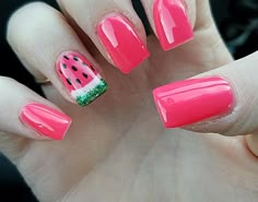 Watermelon Ombre Nails, Watermelon Inspired Nails, Watermelon Design Nails, 4july Nails, Summer Watermelon Nails, Watermelon Gel Nails, Watermelon Color Nails, Watermelon Nails Design, Watermelon Manicure