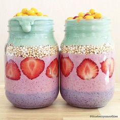 two jars filled with different types of food