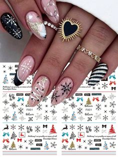 2 stuks Zwarte Sneeuwvlok Rendier Nail Art Stickers Decals Winter Boom Ster Strik Leuke Cartoon 3D Nageldecoraties Nieuwjaar Manicure Veel kleurig    Polyvinylchloride Dieren,Kerstmis,Geometrisch,Tekst Patroonstickers   Nail,Hand & Foot Care, size features are:Bust: ,Length: ,Sleeve Length: Different Nail Designs, Sweater Patterns, Manicure Tips, Nail Length, Stick On Nails, Christmas Nail Designs