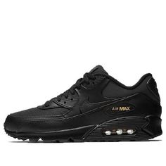 Nike Air Max 90 Premium 'Black Gold' 700155-011 (SNKR) Classic Black Sneakers With Air Cushioning, Nike Air Max Black Leather With Boost Midsole, Black Leather Nike Air Max With Boost Midsole, Black Leather Nike Air Max, Air Max Excee, Nike Air Max Excee, Air Max 90 Premium, Nike Air Max 90, Black Metallic