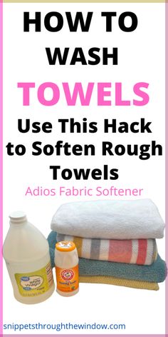 towels are stacked on top of each other with the words how to wash towels use this hack