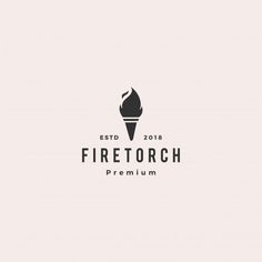 a black and white logo for a fire torch