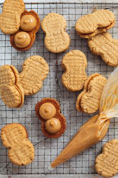 cookies and peanut butter on a cooling rack