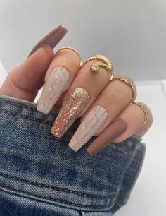 Brown Nails, Press on Nails, Fall Nails, Sweater Nails, Fall Press on Nails, Brown Glitter Nails, Nails - Etsy Copper Nails Designs, Brown Nail Art, Sweater Nails, Acrylic Press On Nails, Her Nails, Thanksgiving Nails, Nail Swag, Fall Nail Art, Fall Nail Colors