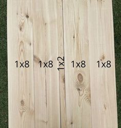 two pieces of wood sitting on top of each other with measurements for the widths