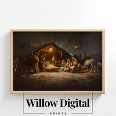 the birth of jesus is depicted in this framed photo with text that reads willow digital prints