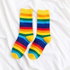 Add some color to your day with these Cute Rainbow Socks! Available in 7 vibrant color options, these socks will brighten up any outfit. Made from a soft and comfortable material, these socks will keep your feet cozy all day long. These socks are perfect for adding a pop of color to any casual or formal attire. Grab now and experience the difference a touch of color can make. Gender: Unisex Item Type: Socks Socks Type: Casual Material: 100% Cotton Rainbow Clothing, E Girl Style, Rainbow Socks, Aesthetic Clothing Stores, Ruffled Socks, Clothing Art, 80s And 90s Fashion, Rainbow Outfit, Harajuku Style